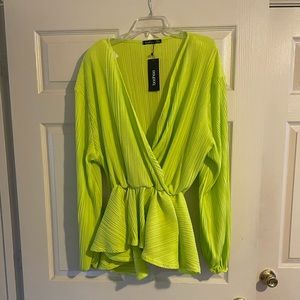 Plisse Peplum Blouse